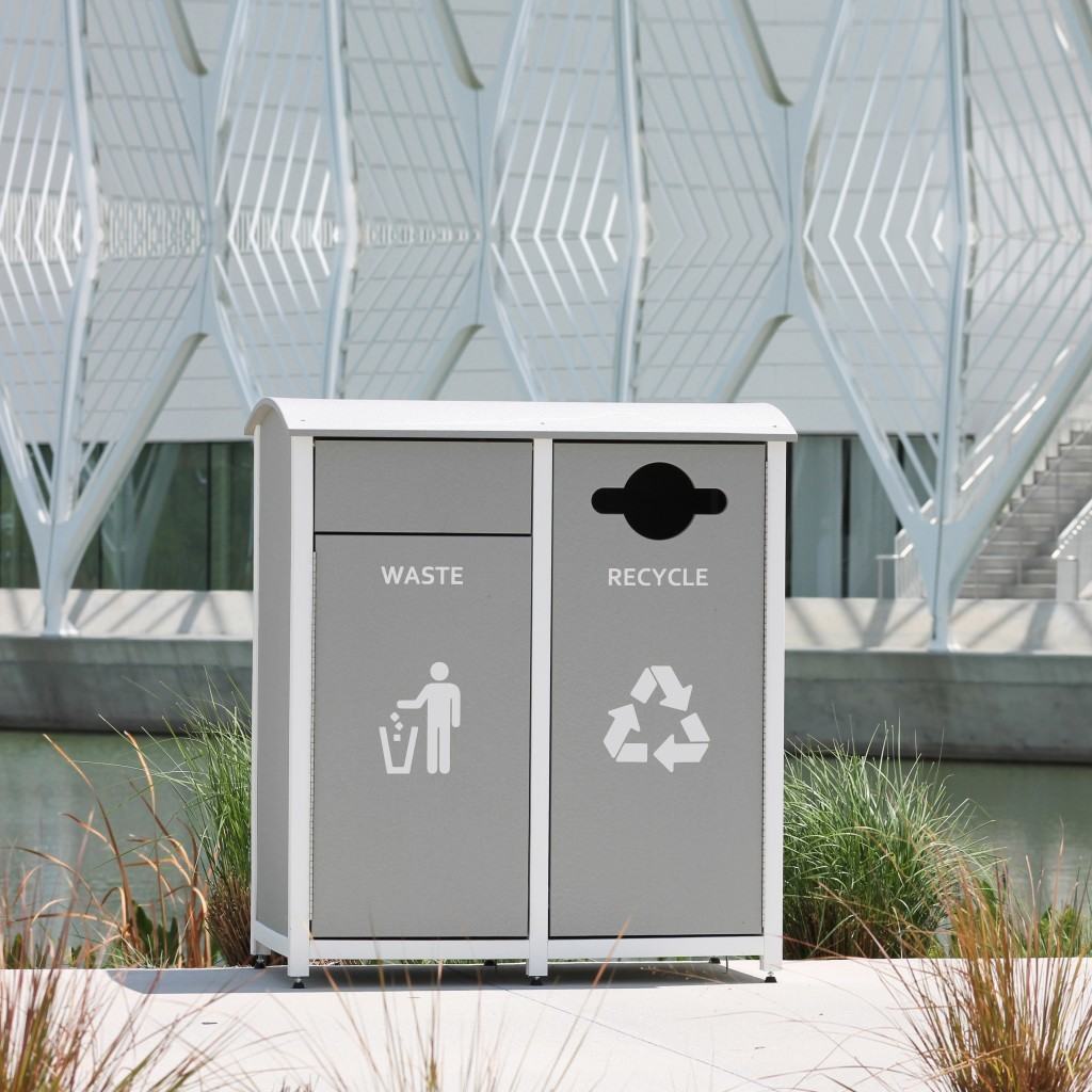 Recycled Plastic Waste Receptacles and Branded Recycling Bins