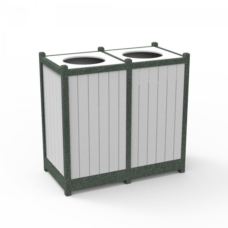 Recycled Plastic Trash Receptacles with Recycling Station