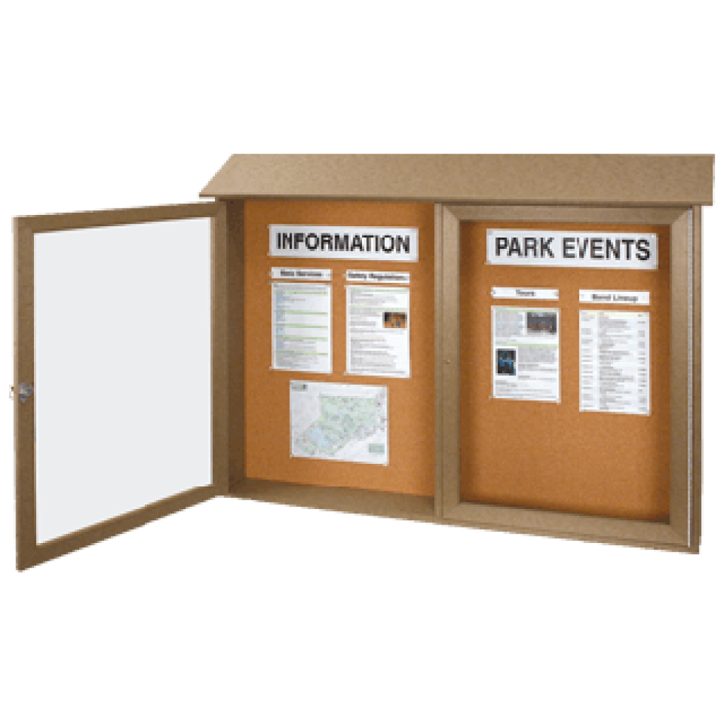 Message Display Board Dual Sliding Glass Lockable Doors