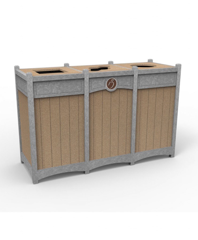 Recycled Plastic Waste Receptacles and Branded Recycling Bins