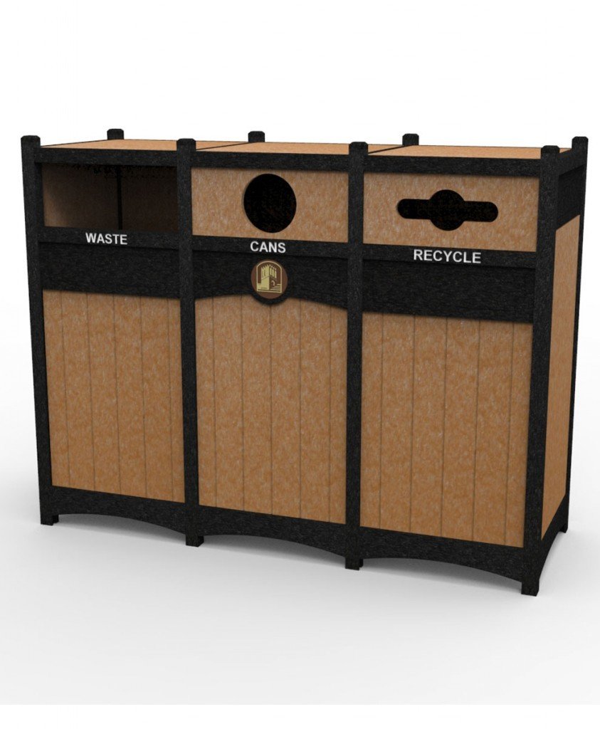 Commercial Trash Receptacles with Recycling Unit & Logo