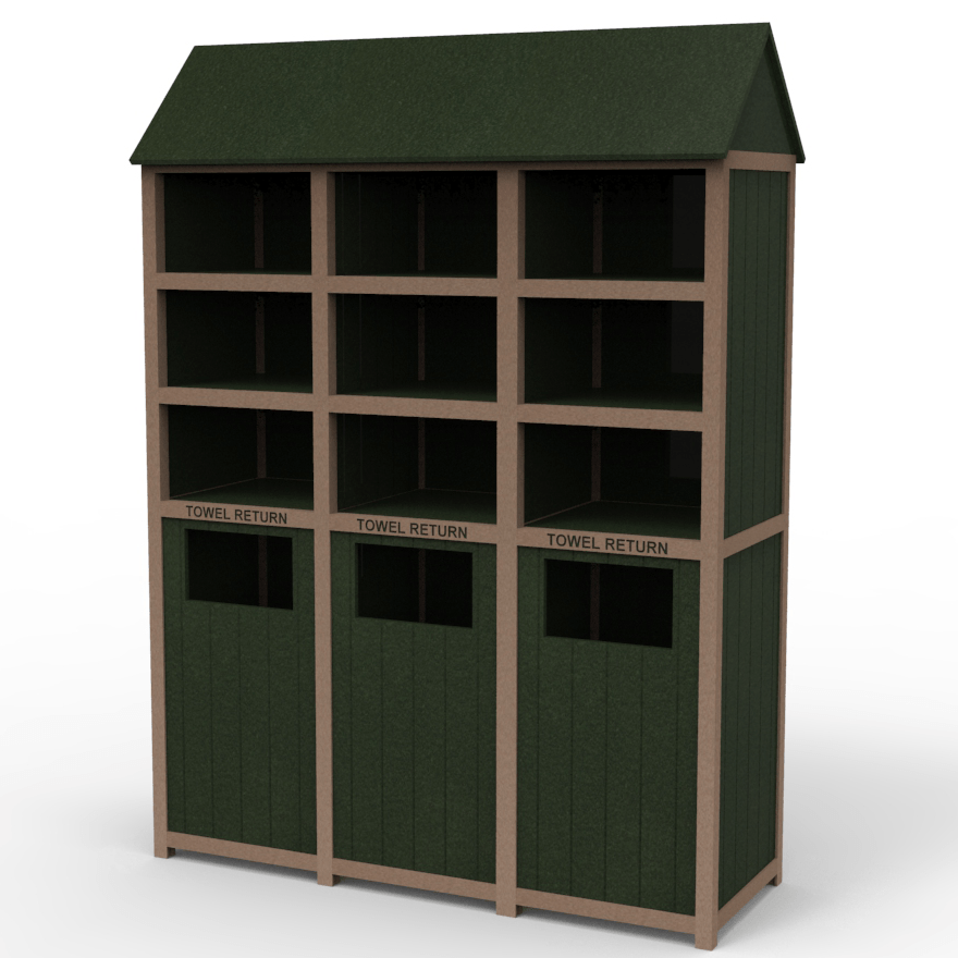 Poolside Towel Valet with Triple Shelving R3 Site Furnishings