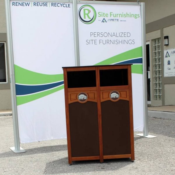 Waste & Recycling Receptacle - Brown and Wood - Image 3
