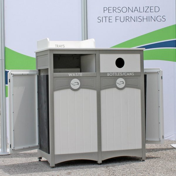 Restaurant Waste and Recycling Container with Tray Return