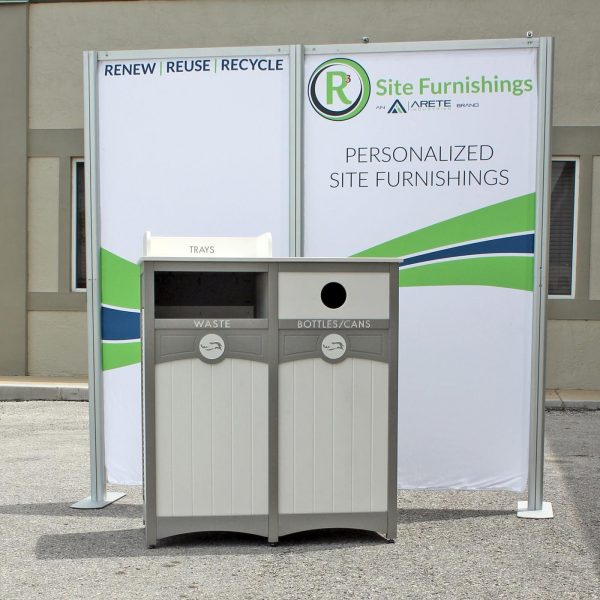 Restaurant Waste and Recycling Container with Tray Return