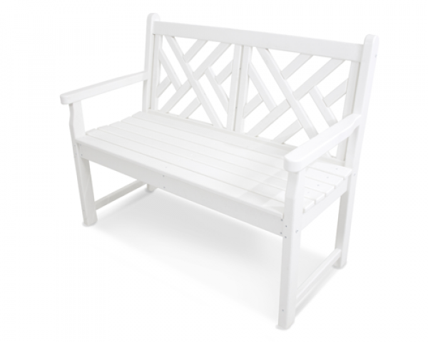 White Chippendale Bench